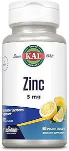 KAL Zinc 5mg ActivMelt, Immune Support Supplement with Zinc Oxide, Supports Protein Synthesis, Metabolism, Cell Growth, Immune Health, Vegetarian, Natural Lemon Flavor, 60-Day Guarantee, 60 Micro Tabs