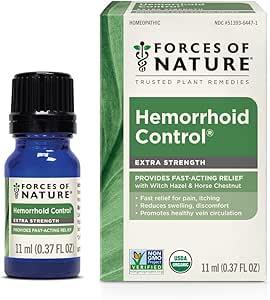 Δυνάμεις της φύσης Θεραπεία αιμορροΐδων, επιπλέον δύναμη 0,37 Fl Oz, οργανική ομοιοπαθητική ιατρική & αιθέρια έλαια, αιμορροΐδια ανακούφιση για τον πόνο, φαγούρα, πρήξιμο, πόνο & δυσφορία