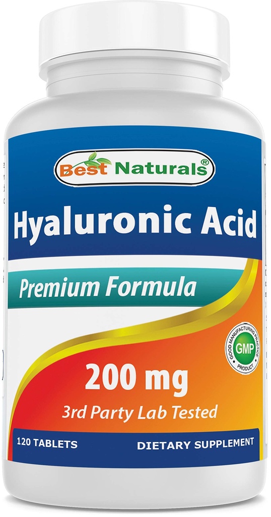 Best Naturals Υαλουρονικό οξύ 200 mg 120 δισκία (Non- GMO, Gluten Free) - Προάγει τη λειτουργία του Υγιεινού Δέρματος & Υγιεινής Κοινής Χρήσης (120 Count (Pack of 1))