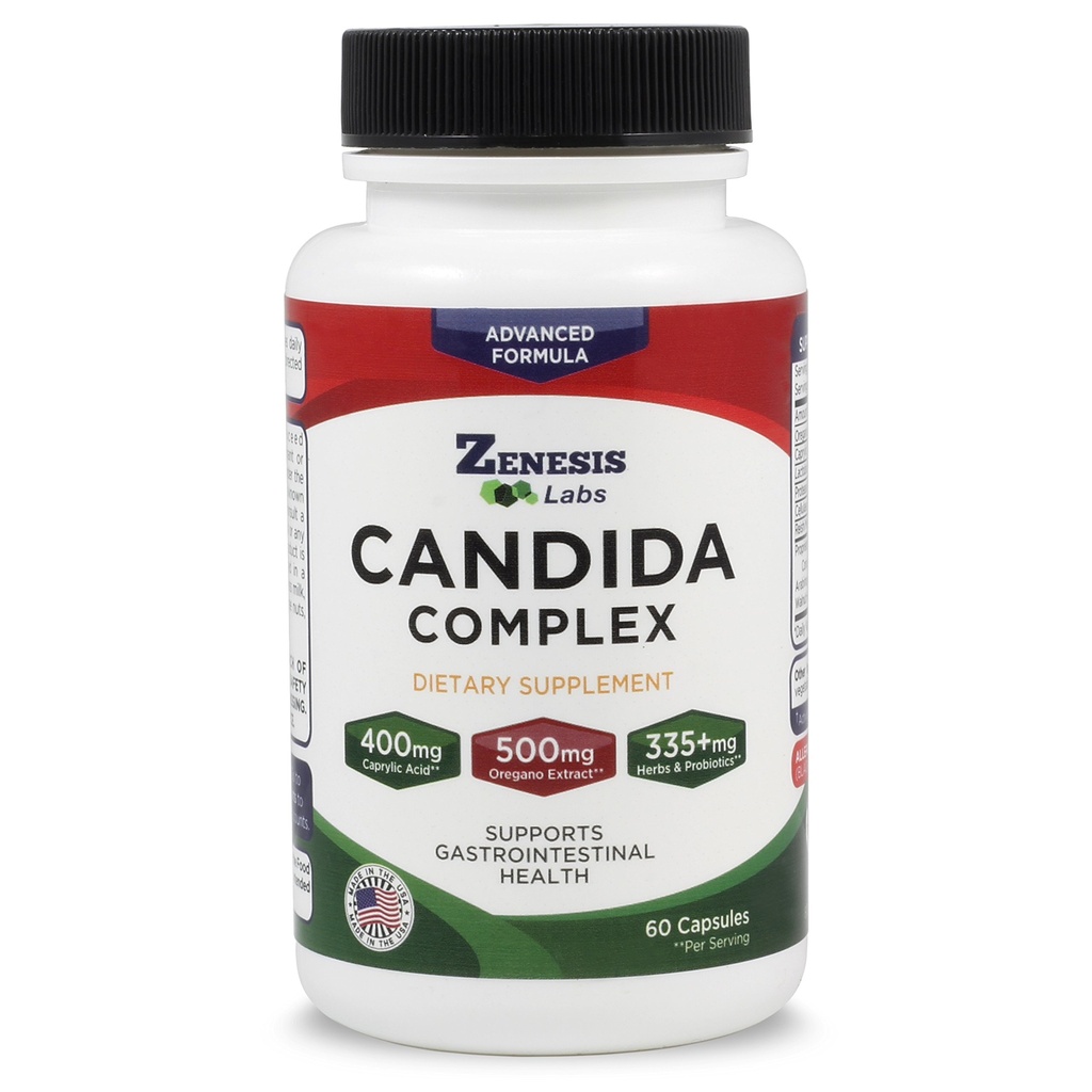 Candida Complex Cleanse Detox Caprylic Acid Supplement, Oregano Extract, Probiotics, Enzymes (60 Capsules, 30 Day Supply)