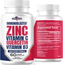 Ψευδάργυρος Quercetin 500mg με Βιταμίνη D και C Αντιοξειδωτική Ανοσοποιητική Υποστήριξη Υψηλή ισχύς Quercetin Συμπλήρωμα ψευδαργύρου για άνδρες και γυναίκες - Γλουτένη, σόγια, & γαλακτοκομικά χωρίς - 60 Count (Pack of 1)
