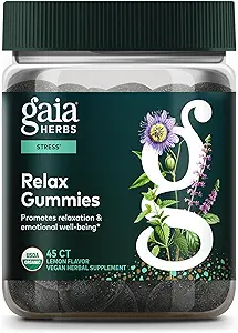 Gaia Herbs Relax Gummies - Υποστηρίζει την ηρεμία Αισθήματα - με οργανική χυμό μήλου & χυμό λεμονιού συμπυκνωμένο - 45 Gummies (15 εξυπηρετούν)