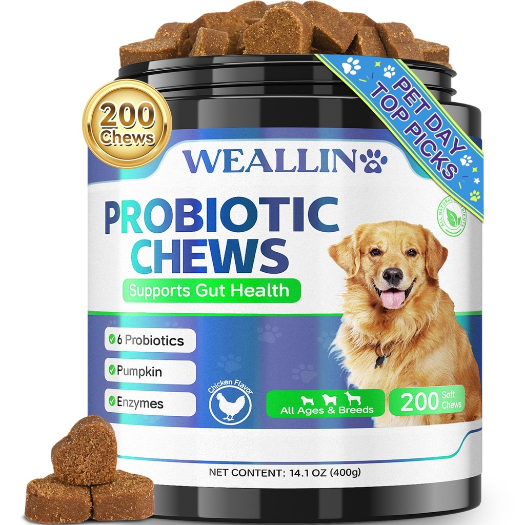 200 PCS Probiotics for Dogs - Dog Probiotic Chews for Gut Health, Digestive Support & Itchy Skin Relief Pet Diarrhea Gas Treatment - Probiotics, Digestive Enzymes, Prebiotics, Pumpkin