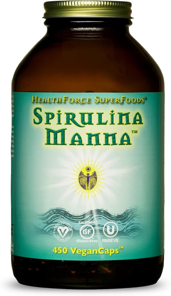 HealthForce SuperFoods Spirulina Manna - Κάψουλες - 450 κάψουλες Vegan
