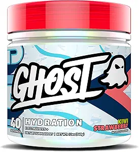 GHOST Hydration, Kiwi Strawberry, 40 Serv, Electrolyte Powder - Συμπλήρωμα μειγμάτων ποτών με μαγνήσιο, κάλιο, ασβέστιο, βιταμίνη C και ταυρίνη για ενέργεια & αντοχή - Vegan, Χωρίς σόγια, ζάχαρη & γλουτένη