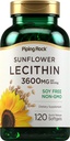 Piping Rock Sunflower Lecithin Softgel Capsules | 3600 mg | 120 Pills | Rich in Phosphatidyl Choline | Soy Free, Non-GMO, Gluten Free