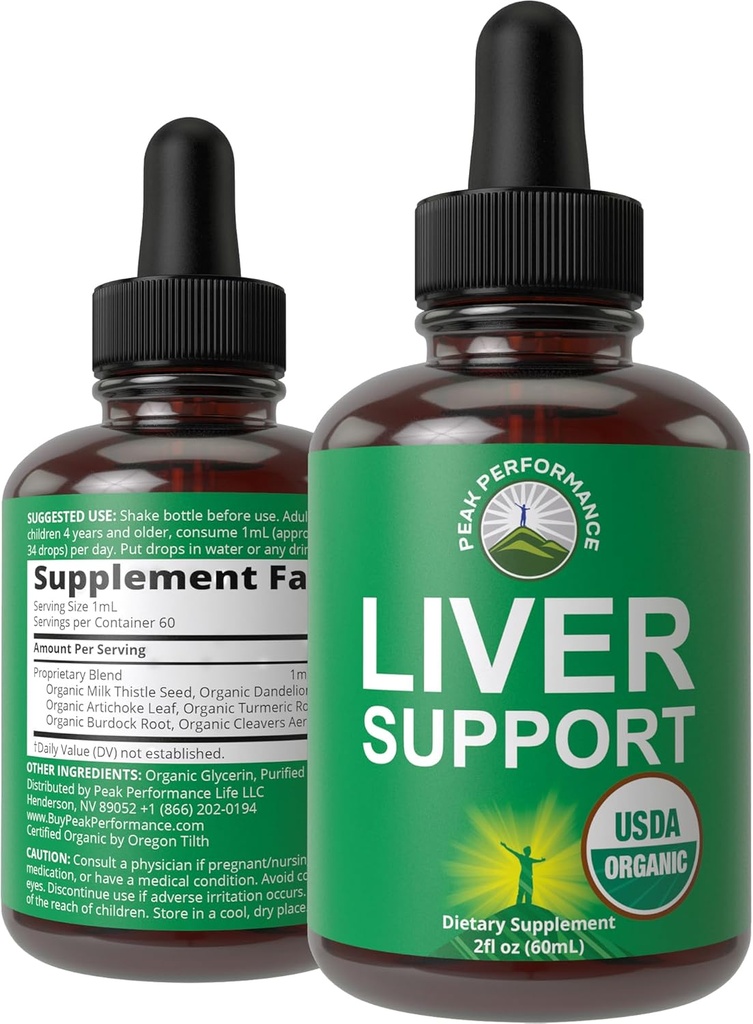 USDA Organic Liver Cleanse Detox & Repair. 6-σε-1 Υγρές σταγόνες με Βιολογικό Γαϊδουράγκαθο Γάλα, εκχύλισμα Artichoke, και πολλά άλλα.