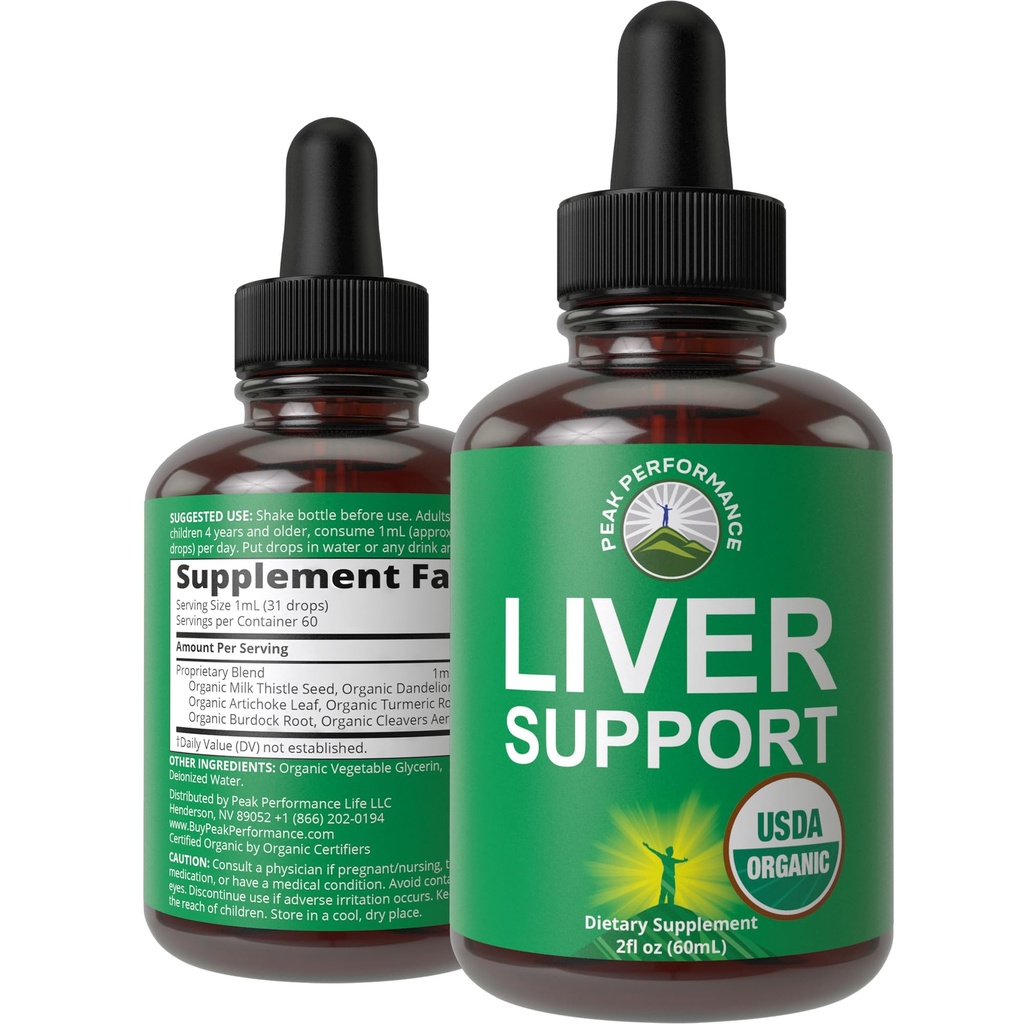 USDA Organic Liver Cleanse Detox & Repair. 6-σε-1 Υγρές σταγόνες με Βιολογικό Γαϊδουράγκαθο Γάλα, εκχύλισμα Artichoke, και πολλά άλλα.