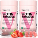 Biotin Gummies 10000mcg Supplements - with Vitamin C, A, D, B-Complex, Folate, Zinc for Women & Girls- Vegan Biotin Hair Growth Gummy for Healthy Hair and Nails, Non-GMO, Strawberry, 120 Bear