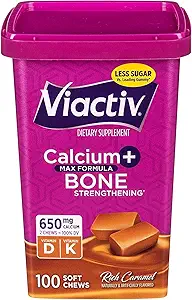 Viactiv Max Formula Ασβέστιο +Βιταμίνη D3 συμπλήρωμα για την υγεία των οστών, πλούσια καραμέλα, 100 μαλακά μάσημα - 5 συσκευασίας