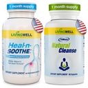 HEAL-N-SOOTHE and Natural Cleanse Dietary Supplement Bundle - Proteolytic Enzymes Formula with Turmeric, Bromelain, & Boswellia for Joint Support, Buckthorn Bark, Psyllium Husk, Milk Thistle, & Ginger
