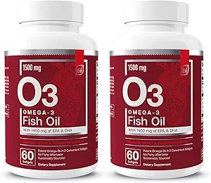 Essential Elements Omega-3 Fish Oil Supplement with EPA & DHA | Fatty Acids for Immune, Heart & Cognitive Support | Omega-3 Fish Oil 120 Softgels (2-Pack)