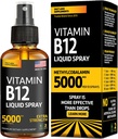 Βιταμίνη B12 Υπογλώσσιο σπρέι 5000 mcg – Vegan Methylcobalamin Liquid B12 Boost Energy, Mood & Brain Health - Χωρίς γλουτένη, Μη ΓΤΟ B12 Spray για άνδρες & γυναίκες - Εύκολη δοσολογία (5000 mcg σε 10 σπρέι)