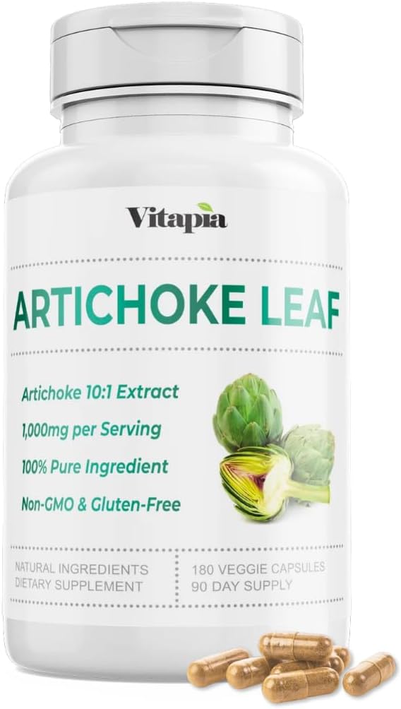 Vitapia Organic Artichoke Leaf Extract for Healthy Digestion, Liver Health & Functions, Antioxidant Support - 10:1 Ratio & 180 Veggie Caps - Μη-GMO, Χωρίς γλουτένη, Vegan-Friendly