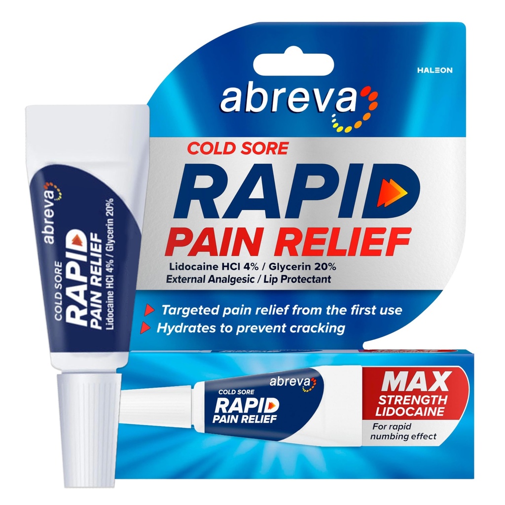Abreva κρύο επώδυνη θεραπεία Rapid Pain Relief Cream - 1 σωλήνα, 3 γραμμάρια