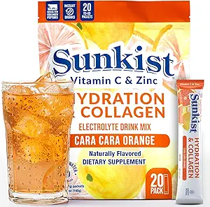 The Frozen Bean Sunkist Collagen Drink Mix - Hydration Cara-Cara Orange Electrolyte Drink for Women with Vitamin C, Zinc, Collagen Peptides, Naturally Flavored - 20 Packs