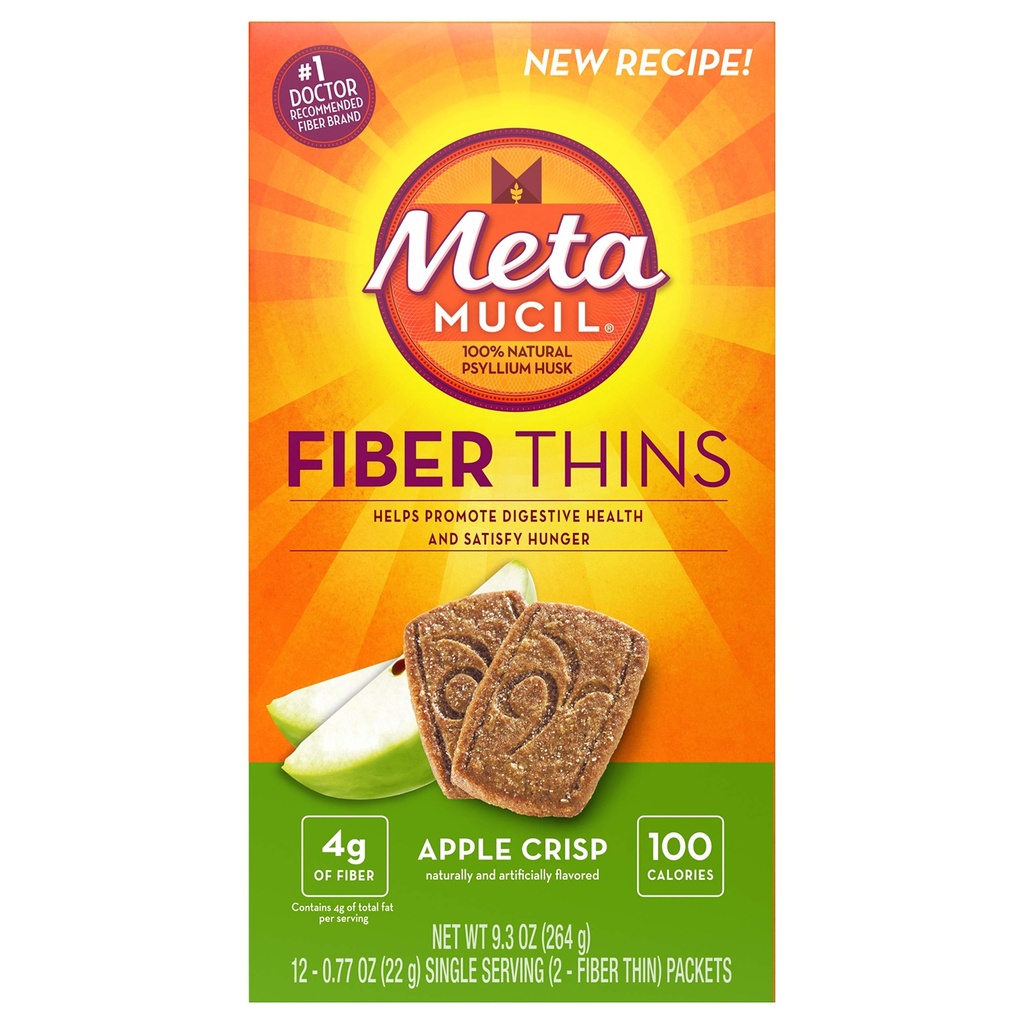 Metamucil Meta Multi-grain Fiber Wafers by Meta Apple Crisp 24 μέτρημα (Pack of 3) (OLD)