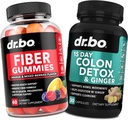 DR. BO Fiber Gummies Colon Cleanse & Ginger - Tasty Gummy Prebiotic Fiber Supplement - Bowel Movement Support for Gut & Stomach Cleansing