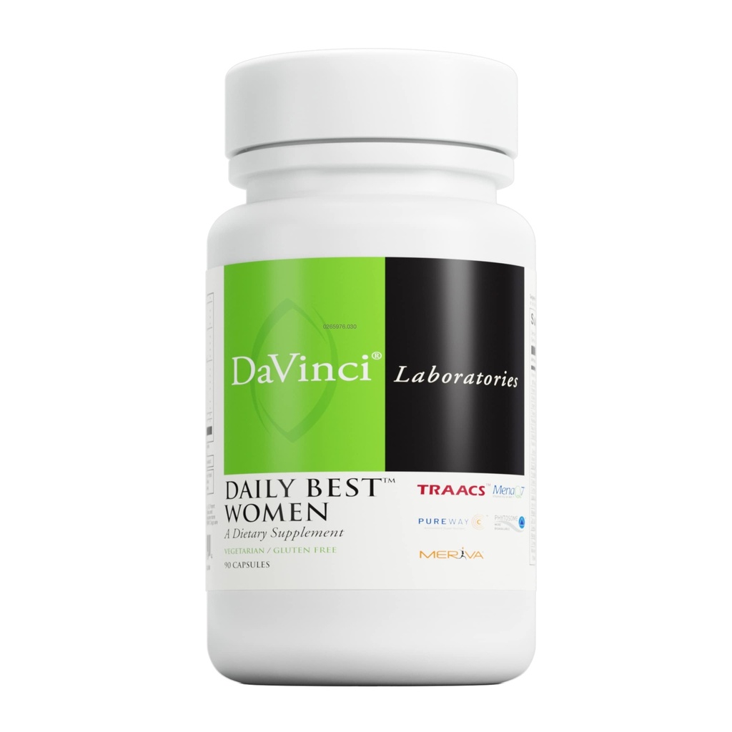 DAVINCI Labs - Daily Best Women - Ένα συμπλήρωμα διατροφής με βιταμίνη Β6, Βιταμίνη Β12 Βιταμίνη C, Βιταμίνη Κ2, και Περισσότερα - Χορτοφαγική, χωρίς γλουτένη - 90 κάψουλες
