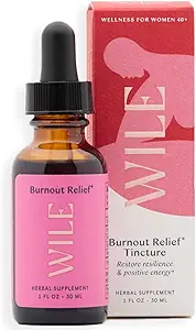 WILE Burnout Relief Drops για τις γυναίκες, την ενέργεια βάμμα & Mood υποστήριξη συμπλήρωμα με Ashwagandha, Rhodiola & Bakopa, Stress Υποστήριξη Βάμμα για τη σωματική & ψυχική σημάδια του στρες, 1fl oz