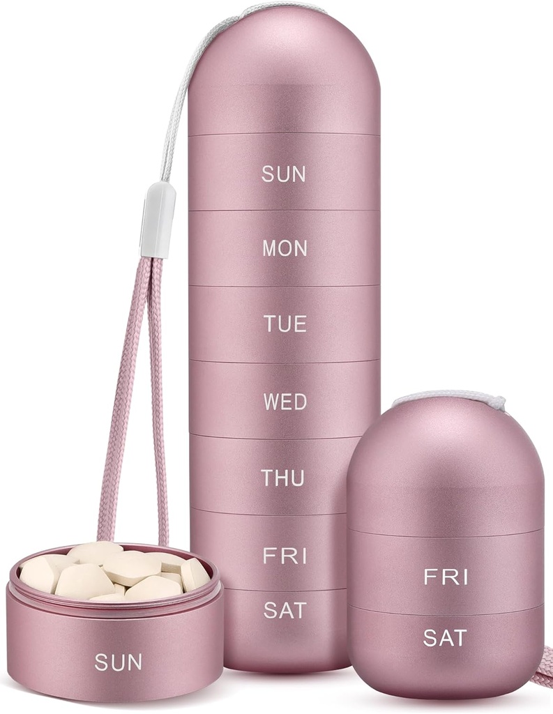 Zannaki Metal Moisture Proof Weekly Pill Organizer, Stackable Αλουμινίου Κράμα BPA Δωρεάν Ταξίδι Πεζοπορία 7 Day Pill Box περίπτωση Αδιάβροχη και μεγάλο διαμέρισμα για να κρατήσει χάπια, βιταμίνες, ιχθυέλαιο, συμπληρώματα