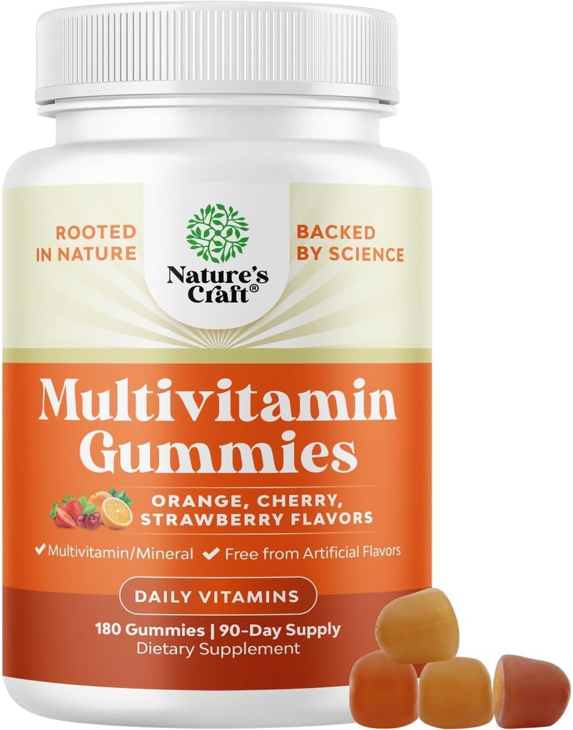 Potent Daily Multivitamin Gummies for Adults - Wellness Blend of Vitamin D A C E B12 Zinc and Biotin - Adult Vitamin Gummy for Energy and Immune Health - Non-GMO Gluten Free and Halal - 180 Gummies
