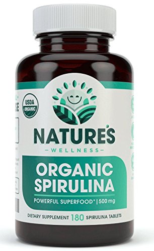USDA Organic Spirulina Tablets - Συμπληρώματα για τα Πράσινα Superfood Μη ΓΤΟ: 3000mg Fresh Blue Green Algae, Vegan, Gluten Free, Sustainablely Grown, Pharmaceuticals Free and Non-Irradided, 500mg ανά δισκίο, 180'