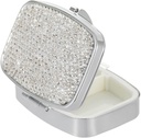 Pharmacy Pocket Bling 2 Διαμέρισμα Ιατρική Organizer Μικρό χαριτωμένο χάπι εμπορευματοκιβωτίων Travel Pill Box περίπτωση για Purse Square Vitamin Κάτοχος για Pocket (Ασημί)