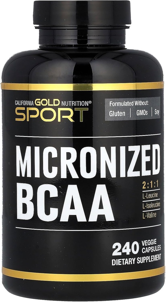 Καλιφόρνια Gold Nutrition Sport, Micronized BCAA, διακλαδισμένη αλυσίδα Αμινοξέα, 240 κάψουλες Veggie
