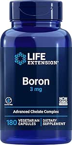 Επέκταση ζωής Boron 3mg 180 Veg Caps - Τρίκλινο Boron Complex με Κιτρικό Boron, Γλυκινικό, Ασπαρτικό - Καψάκια 3 mg - Ενισχυμένο με Βιταμίνη Β2