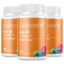 Celebrate Vitamins Iron Supplement with 60mg Iron & Vitamin C – Berry Chewables for Bariatric Patients, Gastric Bypass & Sleeve Gastrectomy Support – 30 Tablets for Post-Surgery Health Maintenance