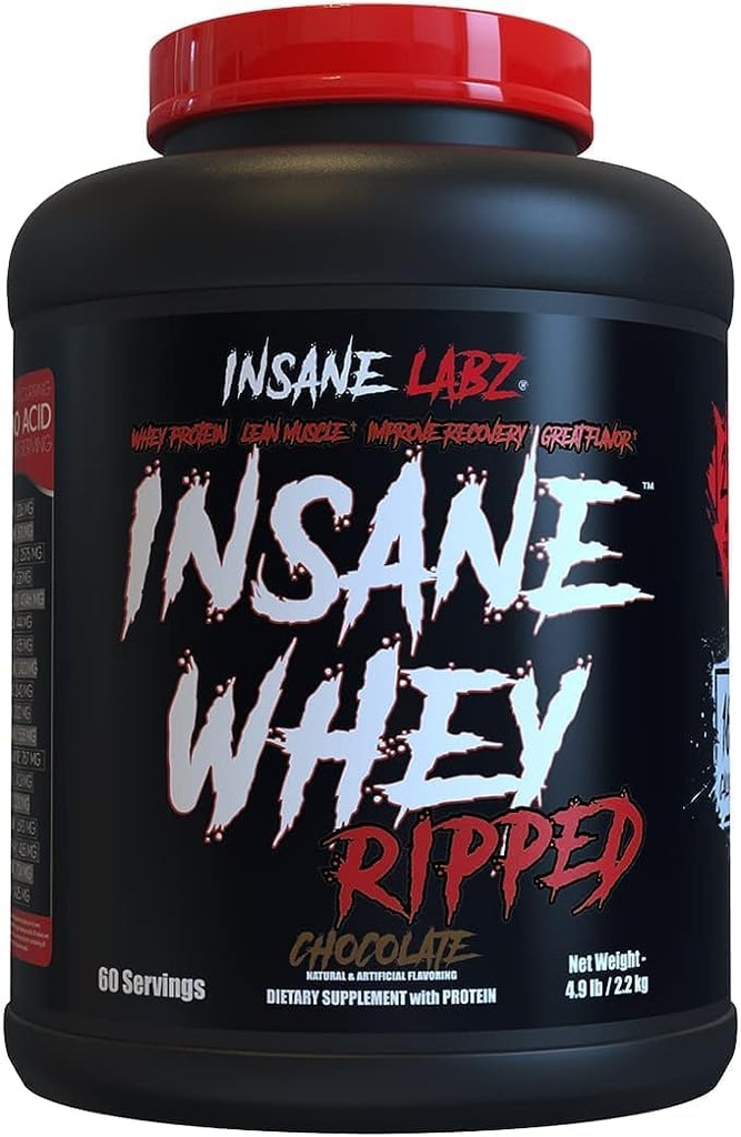 Insane Labz Insane Whey Ripped, Lean Myster Building Protein με L-Καρνιτίνη και CLA Oil Powder, 5lbs 60 Servings, Σοκολάτα