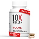10X Health Focus Rhodiola Rosea - Συμπληρώματα εγκεφάλου για μνήμη και εστίαση - 60 κάψουλες συμπλήρωμα εστίασης, συμπλήρωμα μνήμης για την υγεία του εγκεφάλου με Ginkgo Biloba, Huperzine A - Ginkgo Biloba κάψουλες