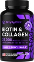 Βιοτίνη και Collagen Συμπληρώματα με κερατίνη 25000 mcg - Δέρμα & Καρφιά Βιταμίνες με Collagen Keratin B Complex - Made in USA - Βιοτίνη για την ανάπτυξη μαλλιών Γυναίκες & Άνδρες Υποστήριξη Δέρμα & Καρφιά, 60 κάψουλες