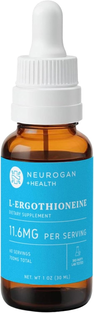 Neurogan L-Ergothioneine Liquid Supplement - 700 MG 60 Σερβιέτες (1 OZ) - Αντιοξειδωτική Υποστήριξη, Υγιεινή γήρανση & Εγκεφαλικά Καύσιμα* - Made in USA