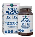Vital Planet - Vital Flora Immune Support Probiotic, 60 Billion CFU, Diverse Strains, Organic Mushroom Supplement Blend with Prebiotics, Digestive Health Probiotics for Women and Men 30 Κάψουλες