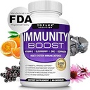 Immunity Boost Immune Support Supplement â€“ 1650mg 10 in 1 Blend with Elderberry, Vitamin C, Zinc, Echinacea & Probiotics for Immune System Defense, Support Healthy Respiratory System, 60 Capsules
