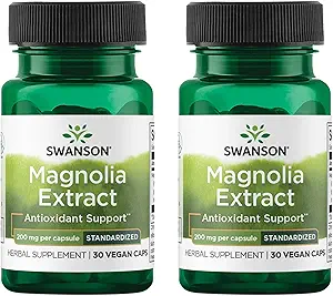 Swanson Magnolia Bark-Herbal Supplement Traditionally Used to Promote Nervous System & Digestive Health Support-May Promote Respiratory Health & Stress Support (30 Veggie Capsules, 200mg Each) 2 Pack