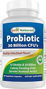 Best Naturals Probiotic 10 Strains & 30 Billion CFU Intestinal Flora, 60 κάψουλες Veggie (60 Count (Pack of 1))