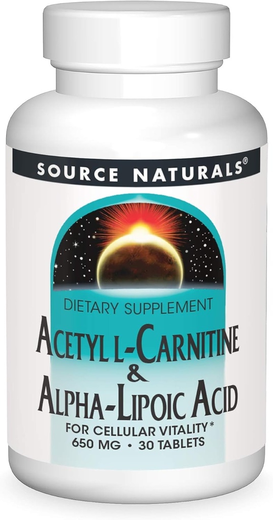 Source Naturals Acetyl L- Carnitine & Alpha- Lipoic Acid 650mg - 30 δισκία