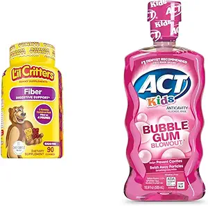 L'il Critters 90 συμπλήρωμα Gummy Ίνες και ACT παιδιά 16,9oz Anticavity Fluoride Rinse Bundle