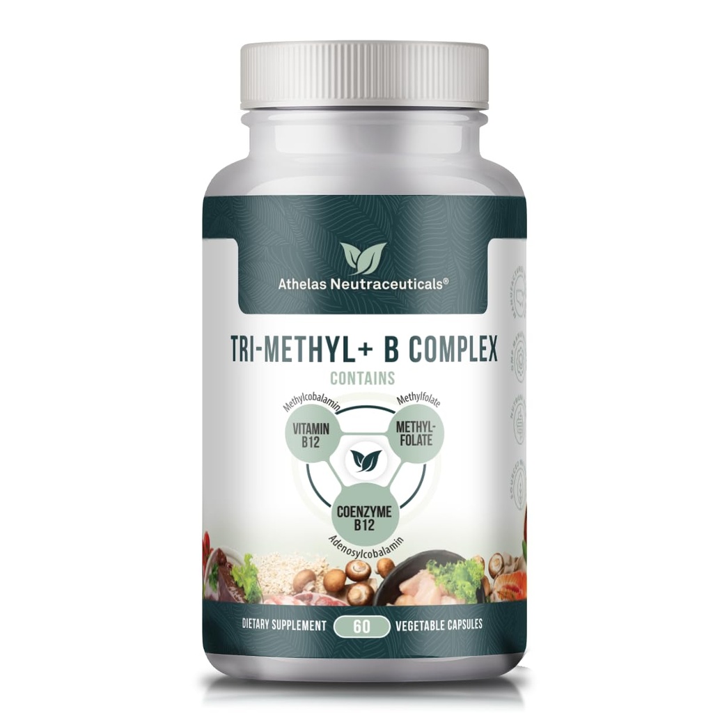 Tri-methyl+ B Complex μεθυλιωμένες βιταμίνες Β - Full Spectrum Methyl B Complex Vitamin Supplement Για MTHFR Υποστήριξη με ενεργές μορφές B12 μεθυλοκοβαλαμίνης, Αδενοσυλοκοβαλαμίνης και μεθυλοφολικού οξέος