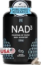 HPN NAD3 Clinical NAD+ Booster, Cellular Health & Natural Energy - Συμπλήρωμα NAD για Υγιή Γήρανση, Μεταβολική Υποστήριξη, NRF2 & Μακροζωία, Νικοτιναμίδη Ριμποσιδέ & NMN Εναλλακτική, 240ct, 120-Day Supply