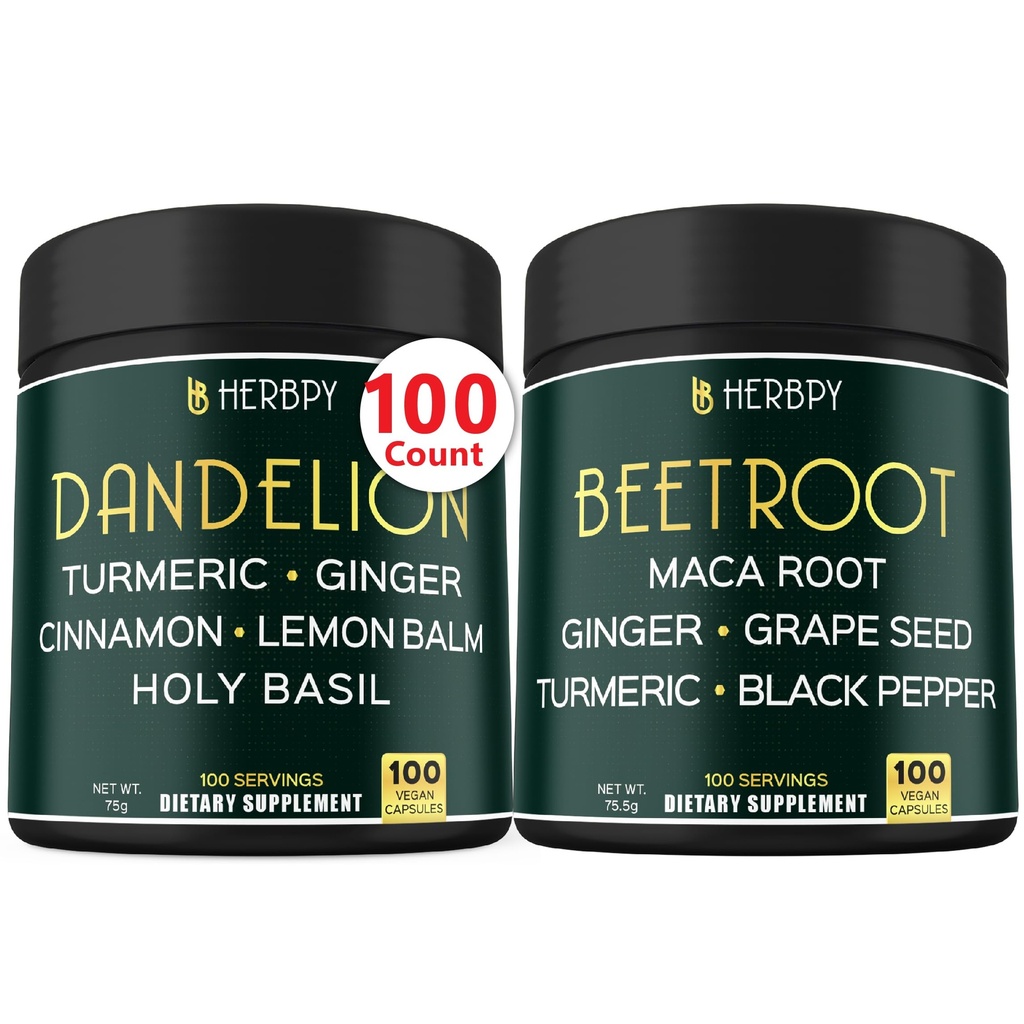 Bundle 6in1 Dandelion Supplement & 6in1 Beet Root Capsules - Υποστηρίξτε το Digestive, Immune and Heart Health