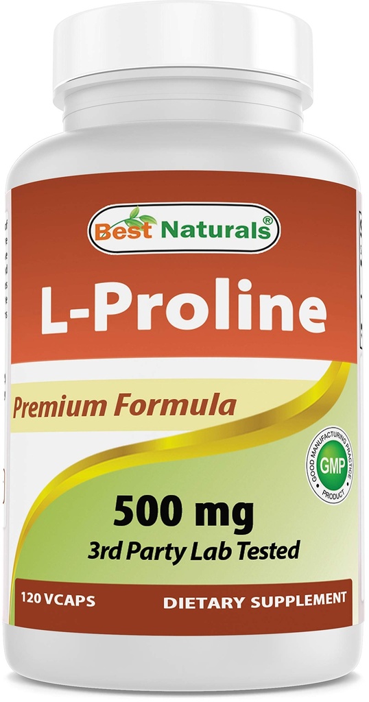 Best Naturals L-προλίνη Amino Acid Dietary Supplement 500 Mg, 120 Count (817716014456)