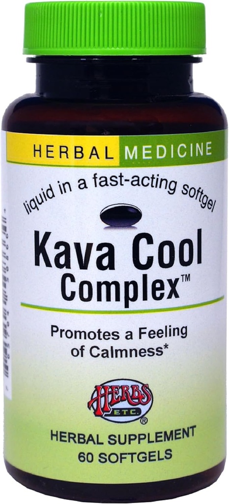 Βότανα Etc. Kava Calm Complex - Βότανο συμπλήρωμα για την υποστήριξη της φυσικής χαλάρωσης - Υποστηρίζει ξεκούραστο ύπνο - Nerve συμπλήρωμα καταπραϋντικό - 60 Softgels (60 εξυπηρετούν)