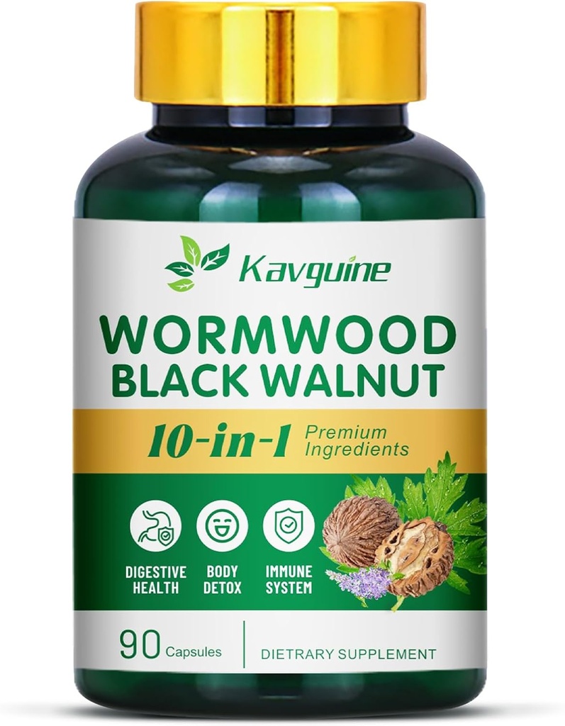 10 σε 1 κάψουλες Wormwood - 90 κάψουλες συμπλήρωμα, Black Walnut Hulls, γαρύφαλλα, Μαύρο πιπέρι, κουρκουμίνη ρίζα, μέντα φύλλου, υποστηρίζει την περικοπή της υγείας & Digestive ισορροπία