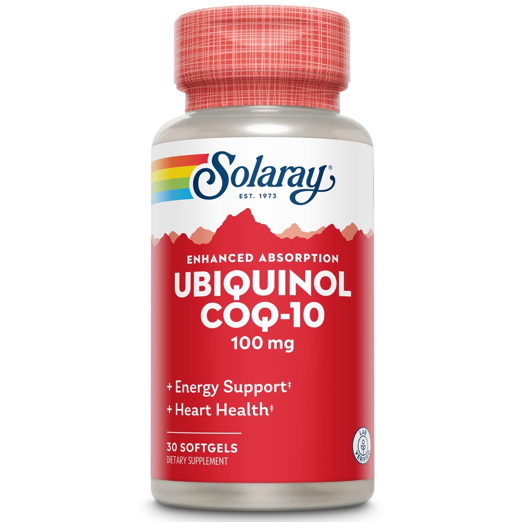 Solaray Ubiquinol CoQ-10 100mg ενισχυμένη απορρόφηση Softgels - Ubiquinol CoQ10 συμπλήρωμα για άνδρες & γυναίκες, συνένζυμο Q10-30 Softgels