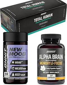 ONNIT Total Human + Alpha Brain 90ct + New Mood 60ct Stack