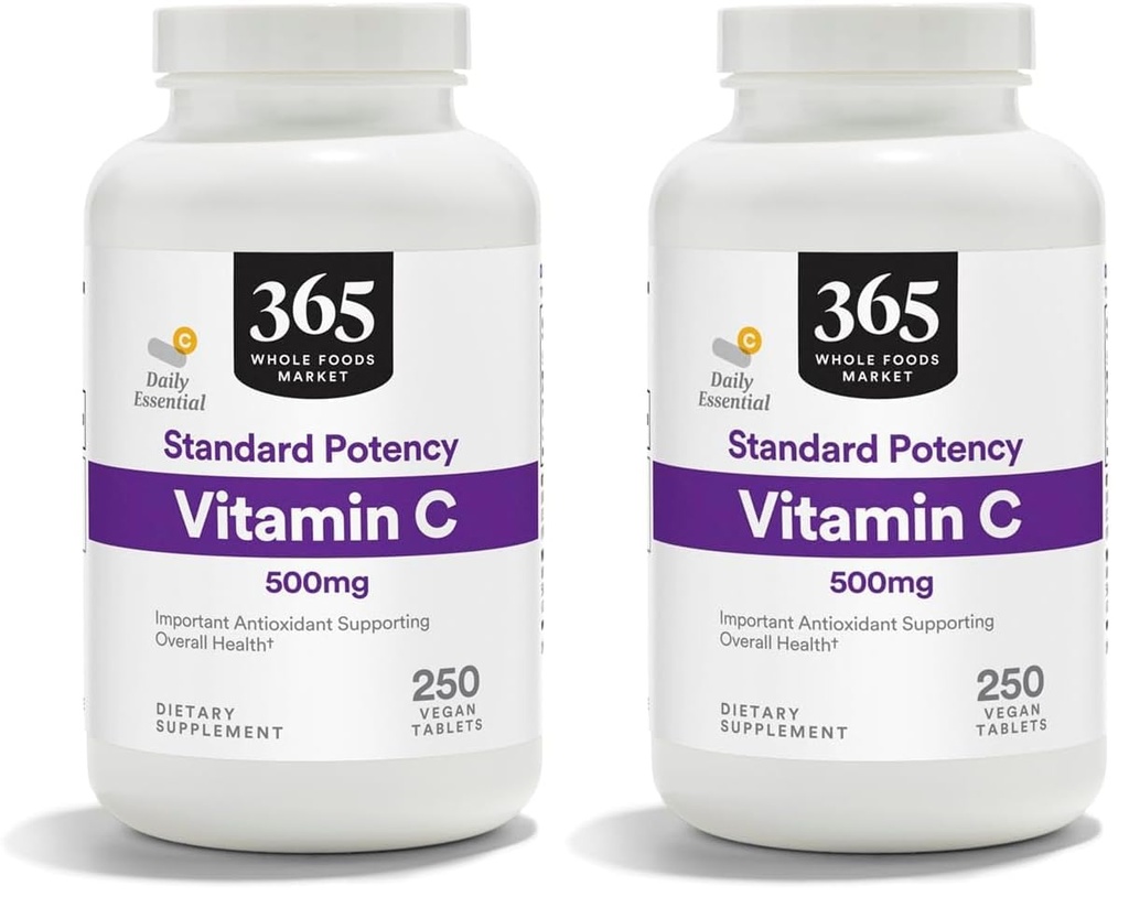 365 by Whole Foods Market, Vitamin C 500Mg, 250 Tablets (Pack of 2)